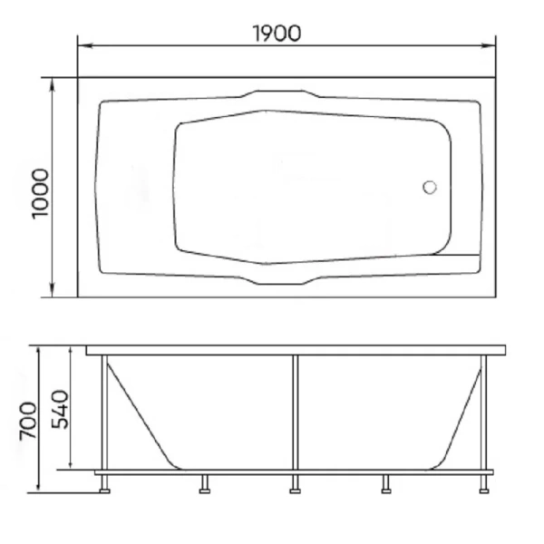 Ванна акриловая Viant Рим 190 х 100 см, белая, VVARIM190100 - фото 2