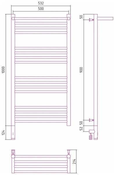 Полотенцесушитель электрический Сунержа Богема 3.0 50х100 см правый черный матовый - фото 2