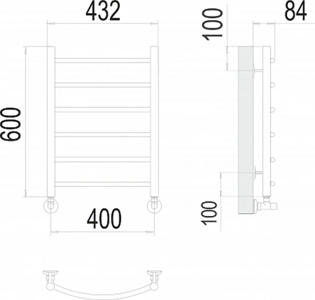 Полотенцесушитель водяной Terminus Классик П6 40х60 см с нижним подключением - фото 2