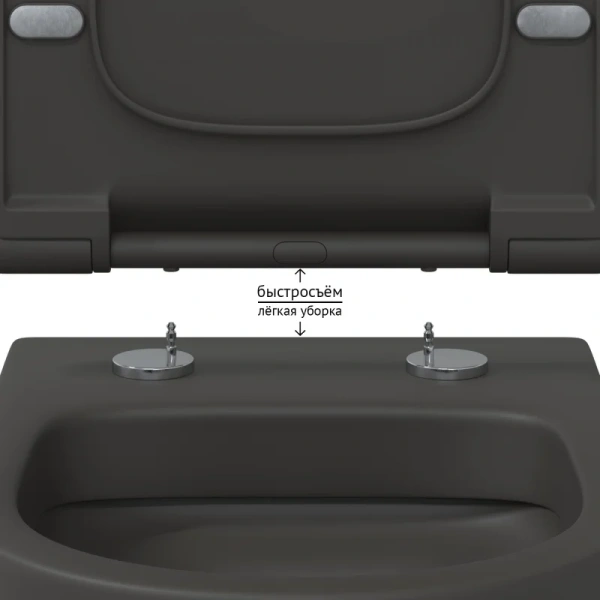 Унитаз подвесной BERGES Ego матовый антрацит, без бачка, со скрытым бачком - фото 3