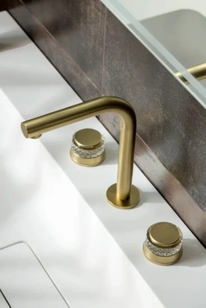 Смеситель для раковины Boheme Aura золото матовое, с длинным изливом - фото 7