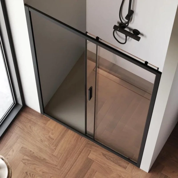 Душевая дверь в нишу AM.PM Gem Solo 120 см профиль черный стекло прозрачное, раздвижные - фото 6
