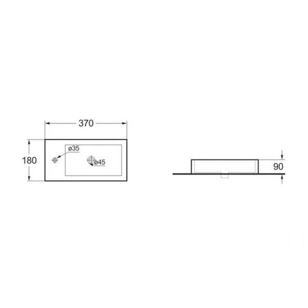 Раковина Vincea 37 см правая, современные, hi-tech - фото 2