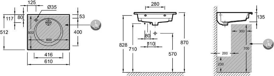 Раковина Jacob Delafon Odeon Rive Gauche 61 см подвесная - фото 2
