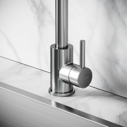 Смеситель для кухни Sancos Stainless нержавеющая сталь, с поворотным изливом, с длинным изливом - фото 7