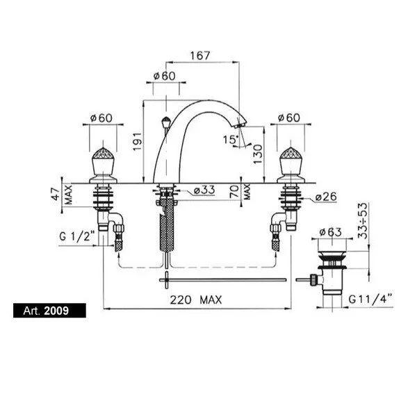 Смеситель для раковины Nicolazzi Cristallo 2009 - фото 2