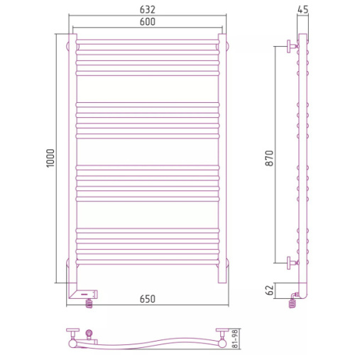 Полотенцесушитель электрический Сунержа Флюид 2.0 60x100 см состаренная латунь - фото 3
