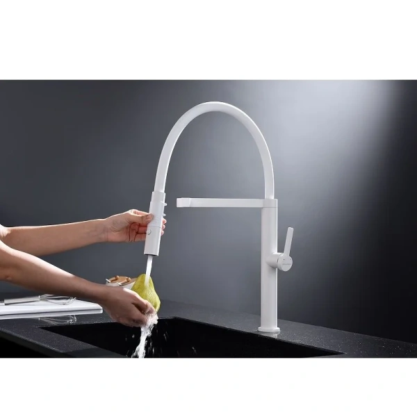 Смеситель для кухни Paulmark Leader белый матовый, высокие, округлая форма - фото 5
