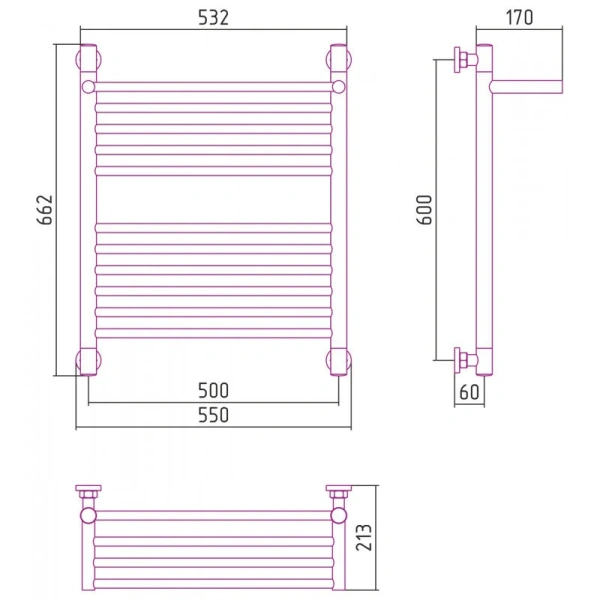 Полотенцесушитель водяной Сунержа Богема+ 50x60 см матовая шампань, современные, hi-tech - фото 2