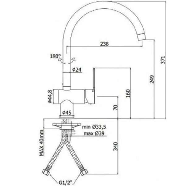Смеситель для кухни Paffoni Ringo RIN180 однорычажный - фото 3