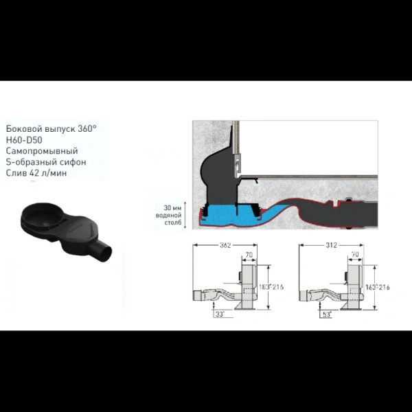 Душевой лоток BERGES Wall 156 60 см с решеткой, стандартные - фото 5