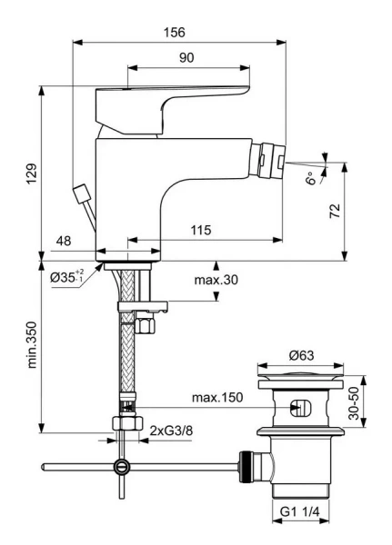 Смеситель для биде Ideal Standard Ceraplan III Slim хром - фото 2