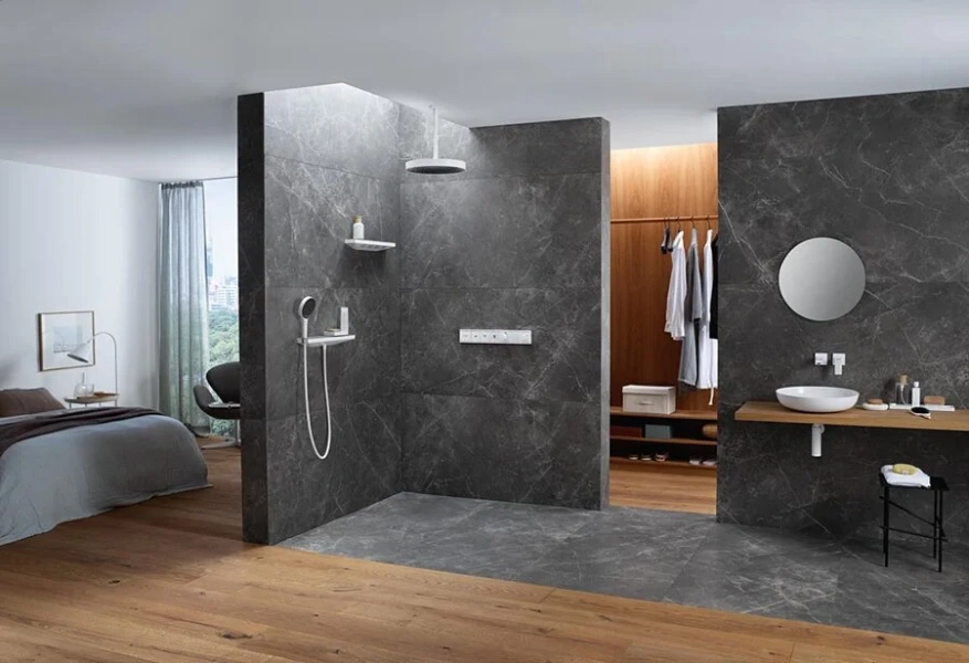 Смеситель для душа Hansgrohe RainSelect матовый белый, современные, hi-tech - фото 3