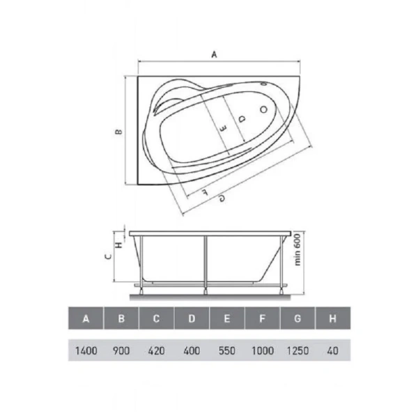 Ванна акриловая Relisan Zoya Гл000001462/Гл000001463, 150 х 95 см, левая/правая, цвет белый - фото 2