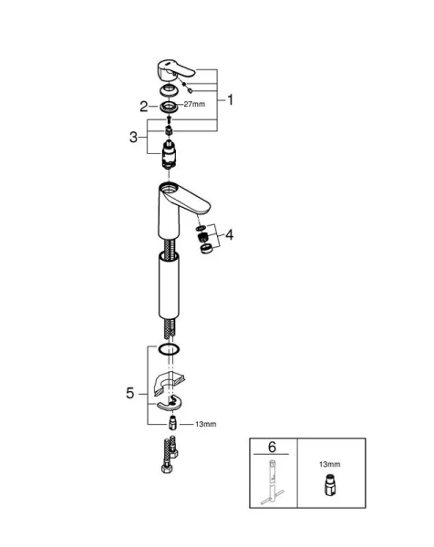 Смеситель для раковины Grohe BauEdge 23761000, недорогие, округлая форма - фото 5