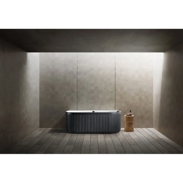 Ванна из искусственного камня Abber Leipzig 170x80 см черно-белая матовая, овальные - фото 5