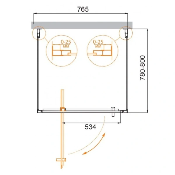 Душевой уголок Cezares Molveno 80x80 профиль хром стекло прозрачное, квадратные - фото 2