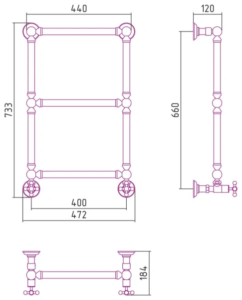 Полотенцесушитель водяной Сунержа Ренессанс 40х66 см без покрытия - фото 2