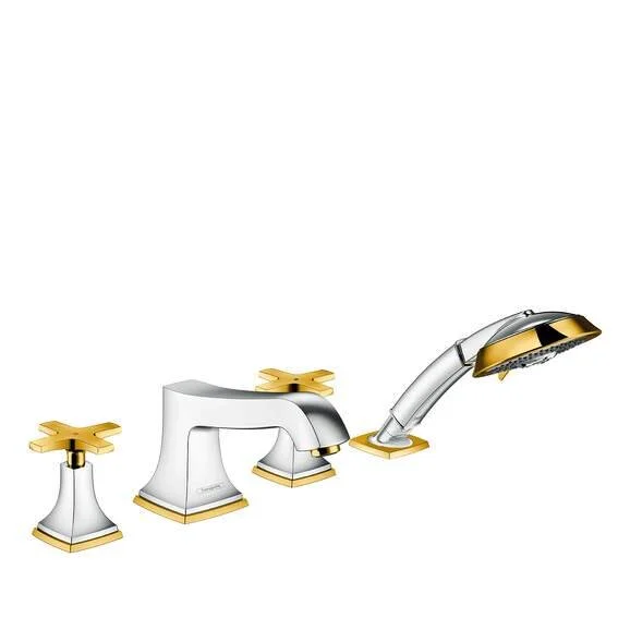 Смеситель для ванны хром-золото Hansgrohe Metropol Classic - фото 2