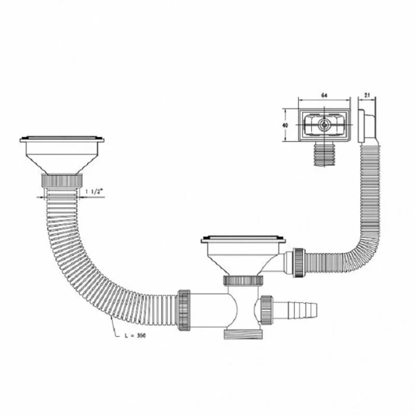 Выпуск для кухонной мойки IDDIS с переливом, по запросу - фото 2