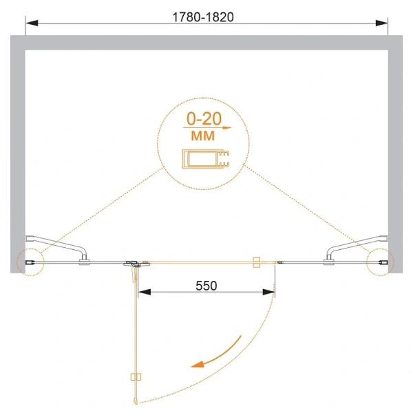 Душевая дверь в нишу Cezares Bergamo 180 см левая - фото 2