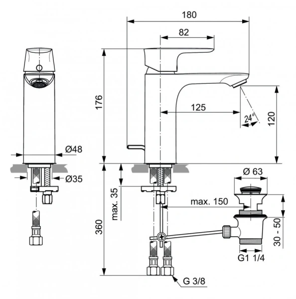 Смеситель для раковины Ideal Standard Connect Air хром - фото 2