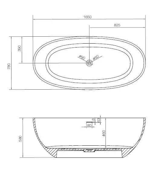 Ванна из искусственного камня NTBagno Firenze NT201 165 х 80 см - фото 3