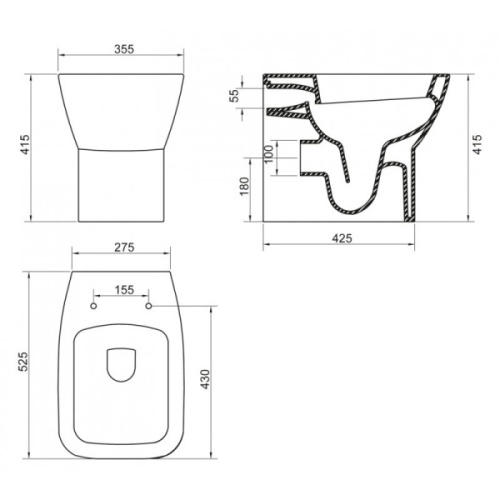 Унитаз напольный Belbagno Lago BB128CB с горизонтальным выпуском, белый - фото 3