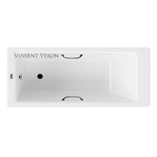 Чугунная ванна Vinsent Veron Tampa VTP1707042H/VH0012BL, 170 x 70 см, ручки черные матовые, цвет белый - фото 1