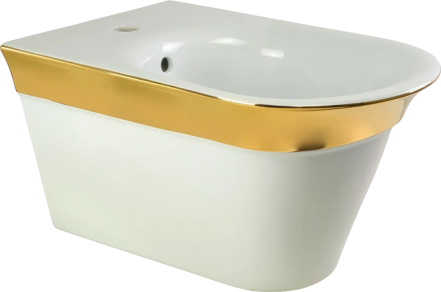 Биде подвесное Migliore Monaco белое с золотом - фото 1