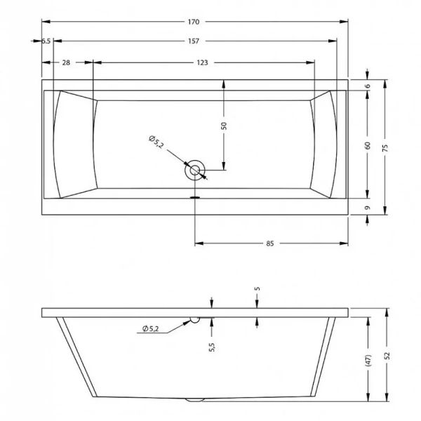 Ванна акриловая Riho Julia 170х75 см прямоугольная - фото 4