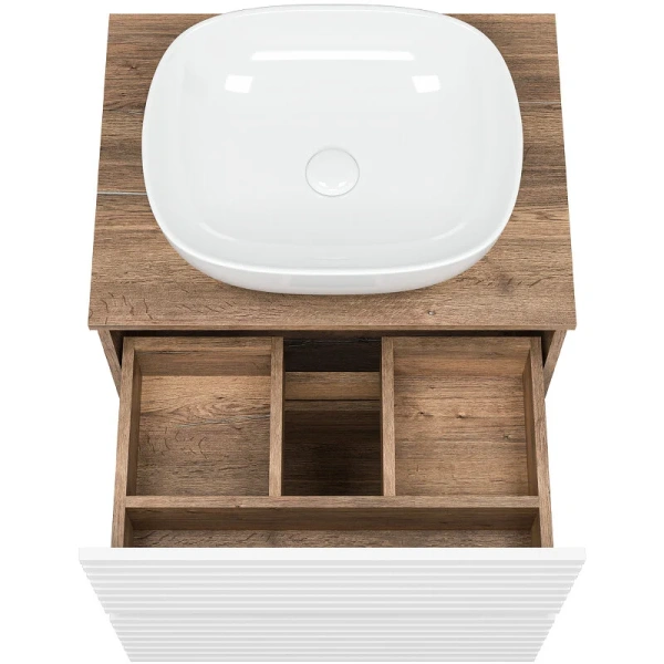 Тумба под раковину напольная Brevita Dakota 60 см дуб галифакс олово, белый, под накладную раковину - фото 5