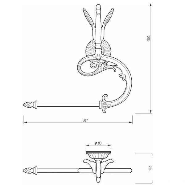 Полотенцедержатель Migliore Luxor закругленный, классические, ретро, декорированные - фото 2