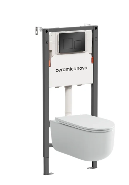 Унитаз с инсталляцией Ceramica Nova Ulma кнопка черная матовая - фото 1