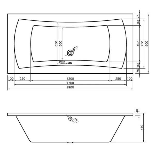 Ванна акриловая Lavinia Boho Evan 190x90 см усиленный армированный корпус, белые - фото 8