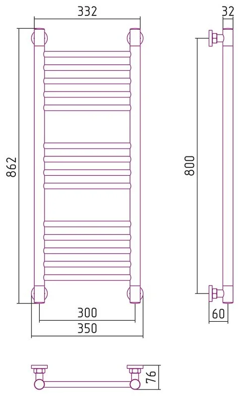 Полотенцесушитель водяной Сунержа Богема+ 0220-8030 30х80 см нержавеющая сталь, современные, hi-tech - фото 2