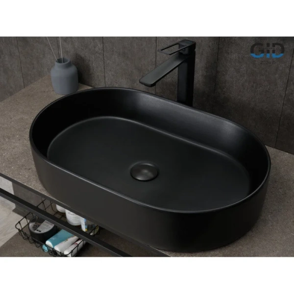 Раковина GID Lago Bm1479 61 см черная, в форме чаши, круглой формы - фото 5