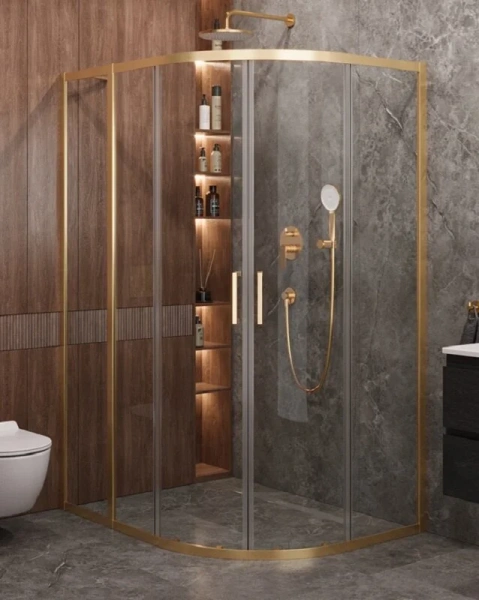 Душевой уголок Cezares Molveno 130х100 см стекло прозрачное профиль золото - фото 1