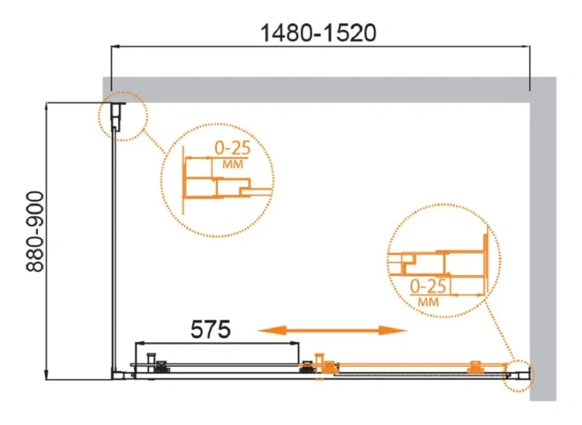 Душевой уголок Cezares Molveno 150x90 см стекло прозрачное профиль оружейная сталь - фото 2