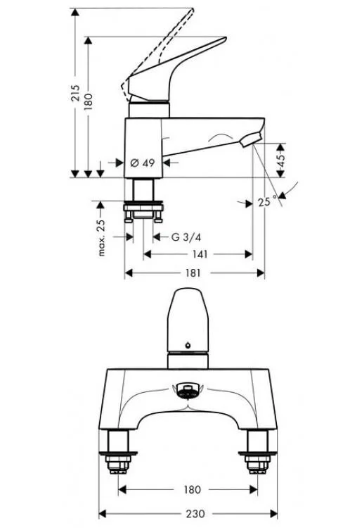 Смеситель для ванны Hansgrohe Focus - фото 2