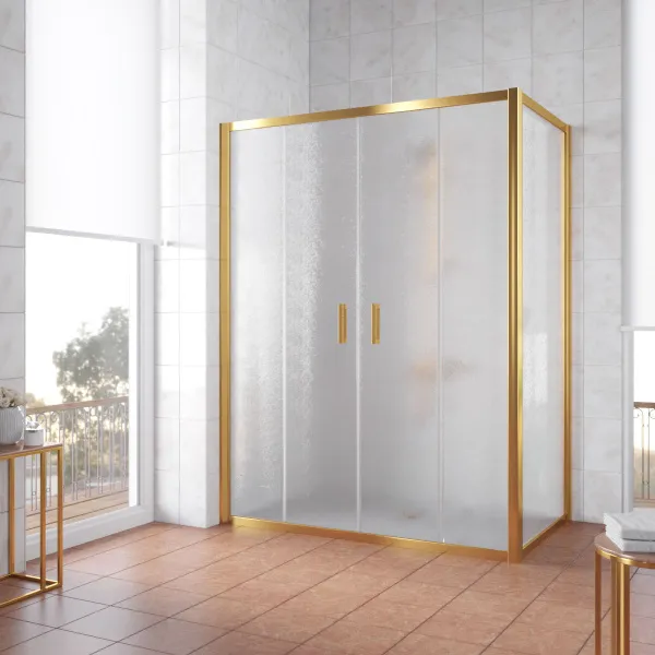 Душевой уголок профиль золотой стекло шиншилла Vegas-glass - фото 1