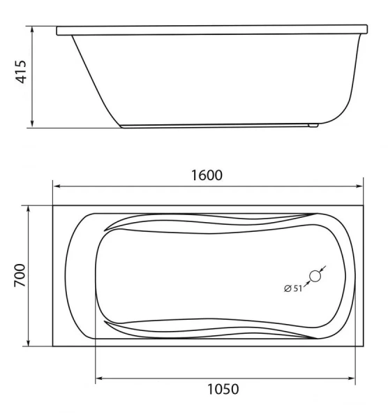 Ванна акриловая 1Marka Classic 160х70 см белая - фото 2