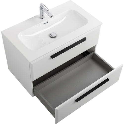 Тумба под раковину подвесная Cezares Eco 80 см Bianco Lucido, белая, комбинированная - фото 7