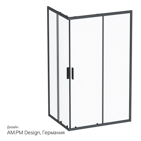 Душевой уголок Am.Pm Gem S 120x90 см профиль черный матовый, стекло прозрачное - фото 1