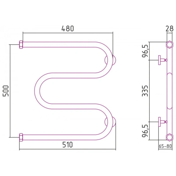 Полотенцесушитель водяной Сунержа М-образный 50х50 см золото - фото 2