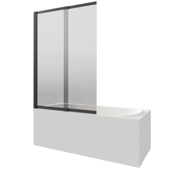 Шторка для ванны Berges River S Slider Black 98х145 см тонированное стекло, профиль черный, тонированные - фото 8