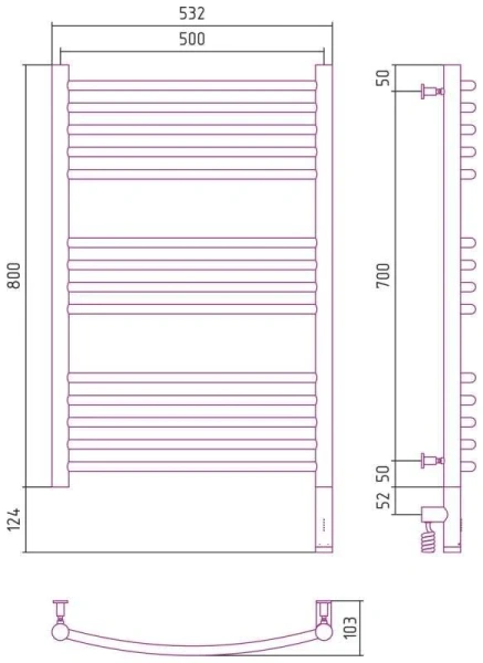 Полотенцесушитель электрический Сунержа Богема 3.0 50х80 см правый белый матовый - фото 2
