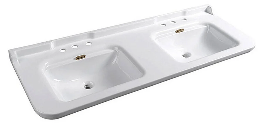 Раковина Kerasan Waldorf 4143K1bi/cr 150 см двойная - фото 1