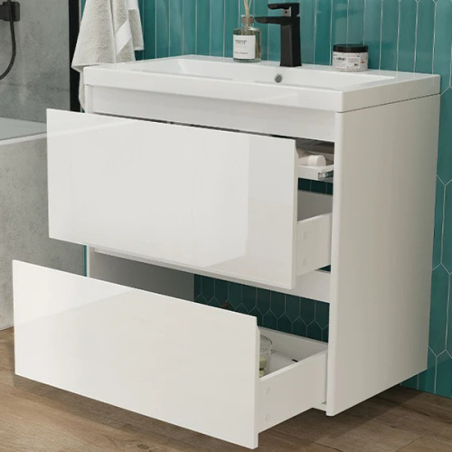 Тумба с раковиной подвесная Velvex Klaufs tpKLA.80.2Y-61 80 см с ящиками - фото 2