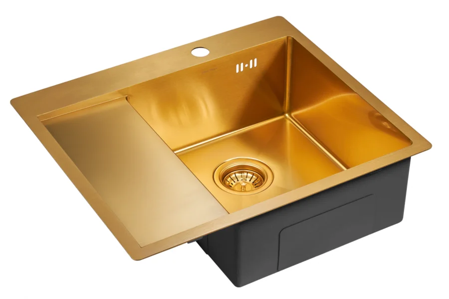 Мойка для кухни Paulmark Flank 59 см брашированное золото, правосторонняя, с одной основной чашей - фото 7